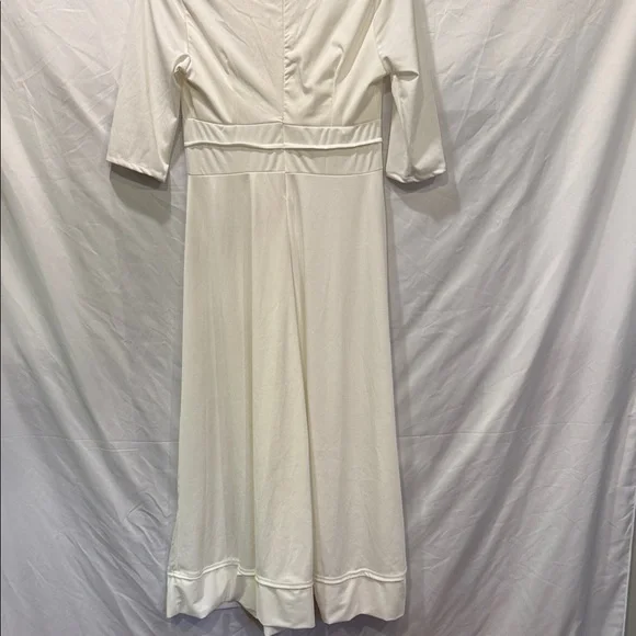 Chic Mid Lenth Sleeve White Wedding Dress - Picture 3 of 7